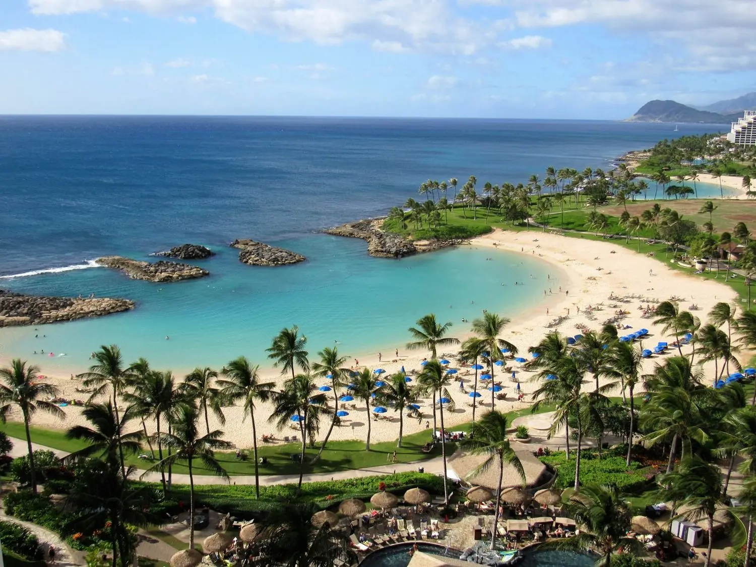 Aerial view of the Ko Olina lagoons on the west side of Oahu